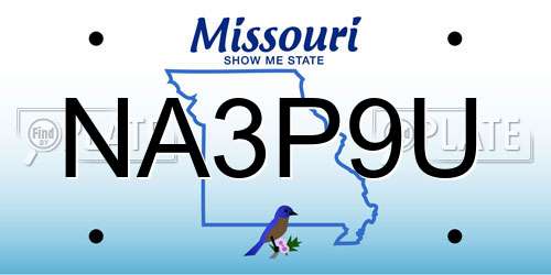 NA3P9U Missouri License Plate