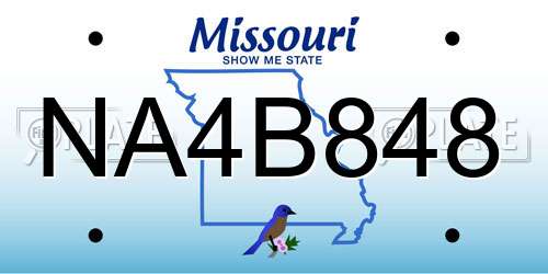 NA4B848 Missouri License Plate