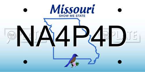 NA4P4D Missouri License Plate