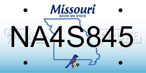 NA4S845 Missouri License Plate