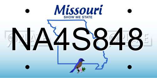NA4S848 Missouri License Plate