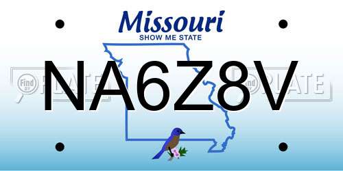 NA6Z8V Missouri License Plate