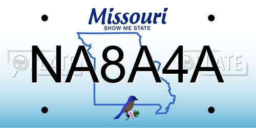 NA8A4A Missouri License Plate
