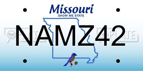 NAMZ42 Missouri License Plate
