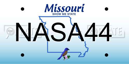 NASA44 Missouri License Plate