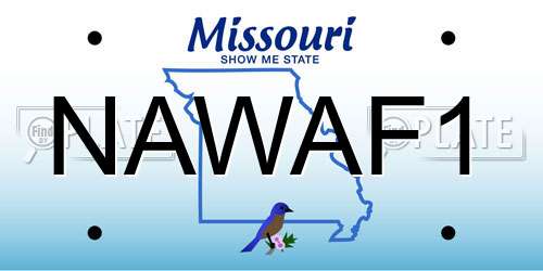 NAWAF1 Missouri License Plate