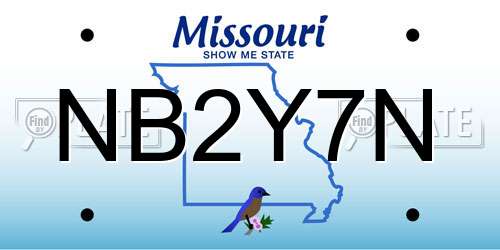 NB2Y7N Missouri License Plate