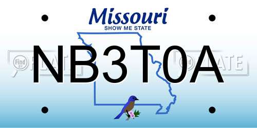 NB3T0A Missouri License Plate
