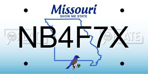 NB4F7X Missouri License Plate