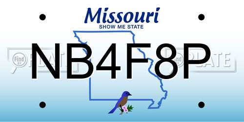 NB4F8P Missouri License Plate