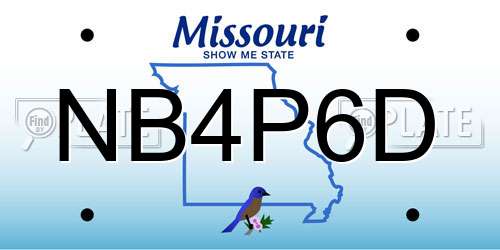 NB4P6D Missouri License Plate