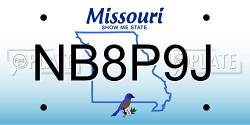 NB8P9J Missouri License Plate