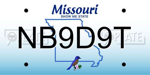 NB9D9T Missouri License Plate