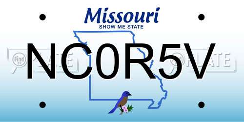 NC0R5V Missouri License Plate