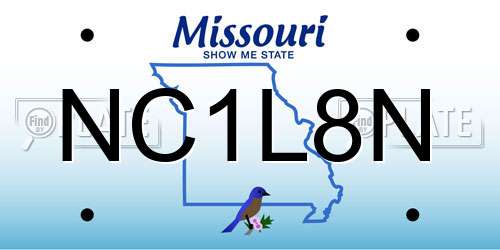 NC1L8N Missouri License Plate