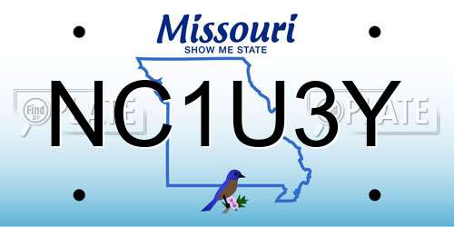 NC1U3Y Missouri License Plate