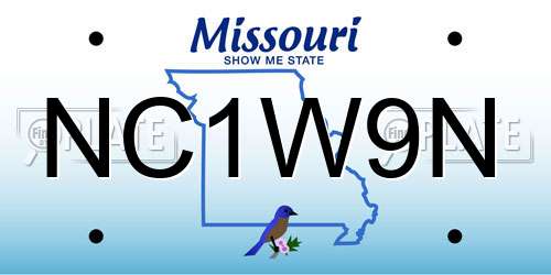 NC1W9N Missouri License Plate