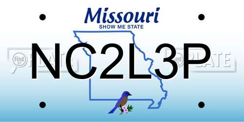 NC2L3P Missouri License Plate
