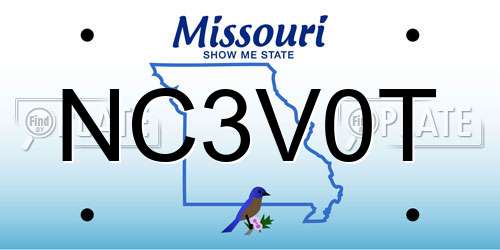 NC3V0T Missouri License Plate