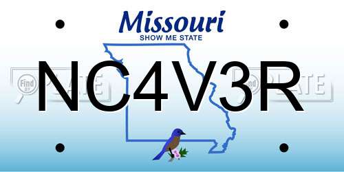 NC4V3R Missouri License Plate