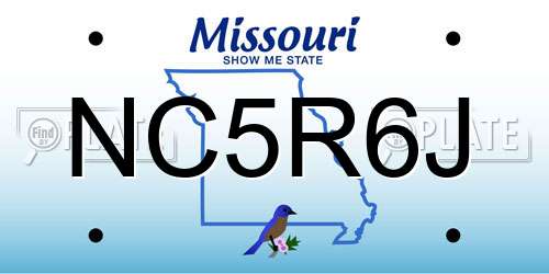 NC5R6J Missouri License Plate