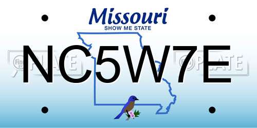 NC5W7E Missouri License Plate