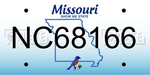 NC68166 Missouri License Plate