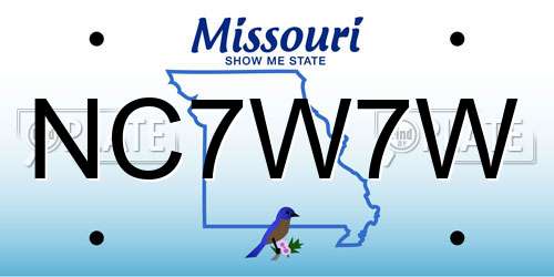NC7W7W Missouri License Plate