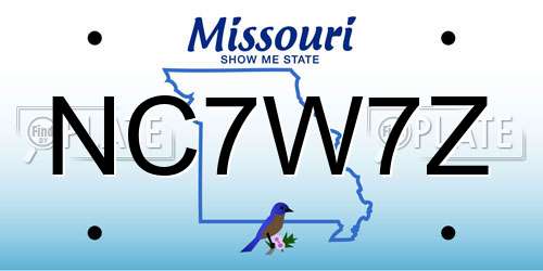 NC7W7Z Missouri License Plate