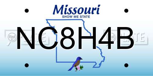 NC8H4B Missouri License Plate
