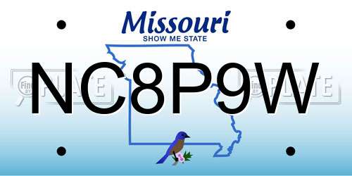 NC8P9W Missouri License Plate