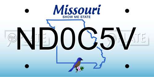 ND0C5V Missouri License Plate