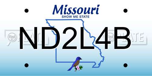 ND2L4B Missouri License Plate