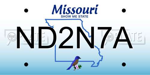ND2N7A Missouri License Plate