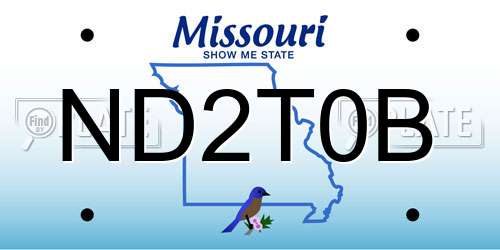 ND2T0B Missouri License Plate