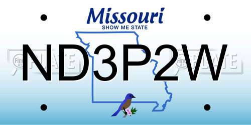 ND3P2W Missouri License Plate