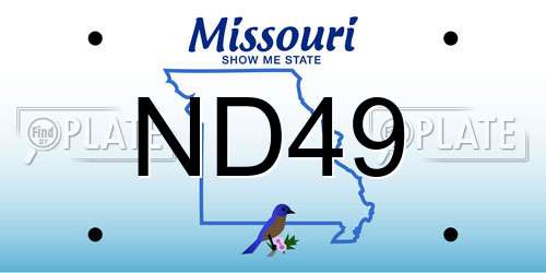 ND49 Missouri License Plate