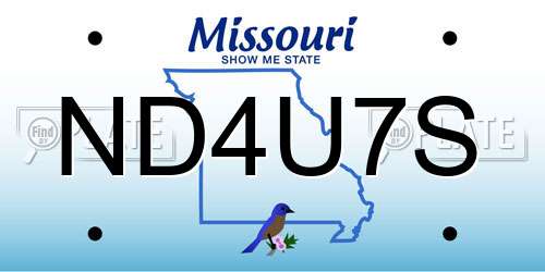 ND4U7S Missouri License Plate
