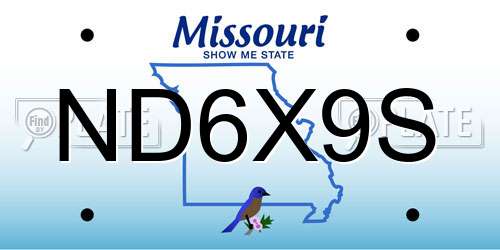 ND6X9S Missouri License Plate