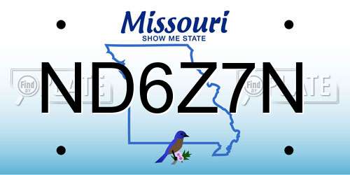 ND6Z7N Missouri License Plate