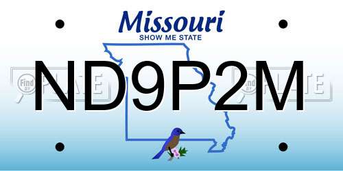 ND9P2M Missouri License Plate