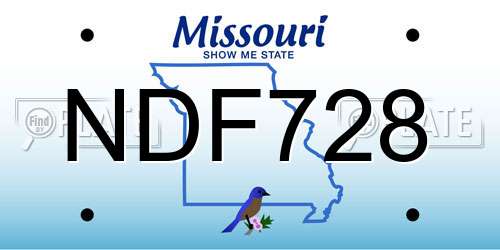 NDF728 Missouri License Plate
