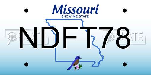 NDFT78 Missouri License Plate