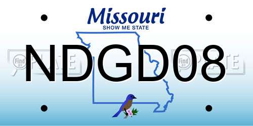 NDGD08 Missouri License Plate