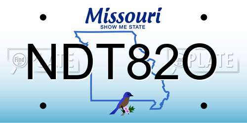 NDT82O Missouri License Plate