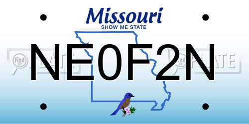 NE0F2N Missouri License Plate