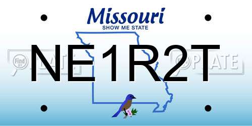 NE1R2T Missouri License Plate