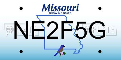 NE2F5G Missouri License Plate