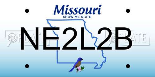 NE2L2B Missouri License Plate