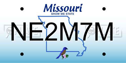 NE2M7M Missouri License Plate